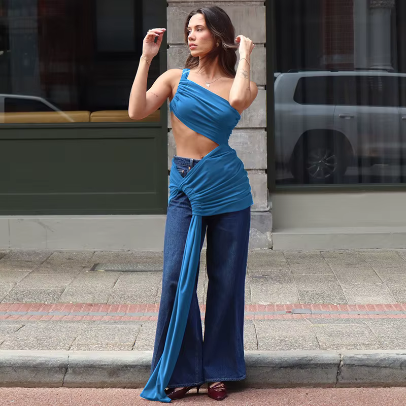 Elegant Bandage Top And Long Skirt Hollow Out 2 Piece Outfits