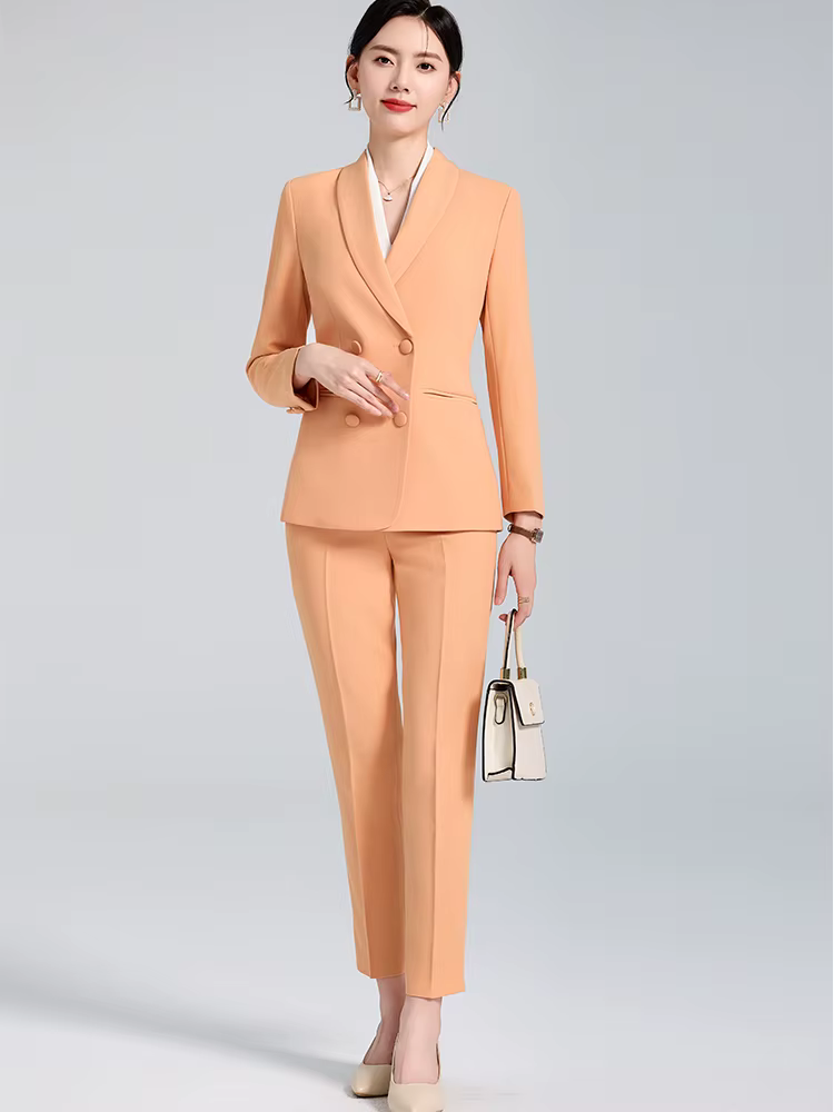 Elegant Business Work Blazer And Ankle-Length Pant 2 Piece Suit