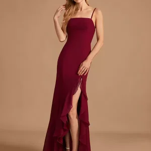 Elegant Chiffon Sheath Floor-Length Prom Bridesmaid Dress