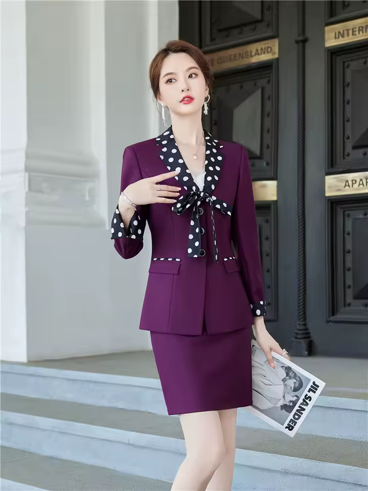 Formal Double Breasted Scarf Collar Office Blazer and Pants 2 Pieces Outfits - Image 5