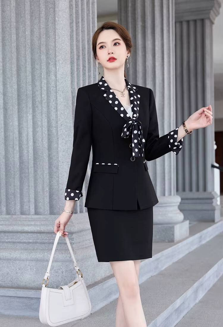 Formal Double Breasted Scarf Collar Office Blazer and Pants 2 Pieces Outfits - Image 3