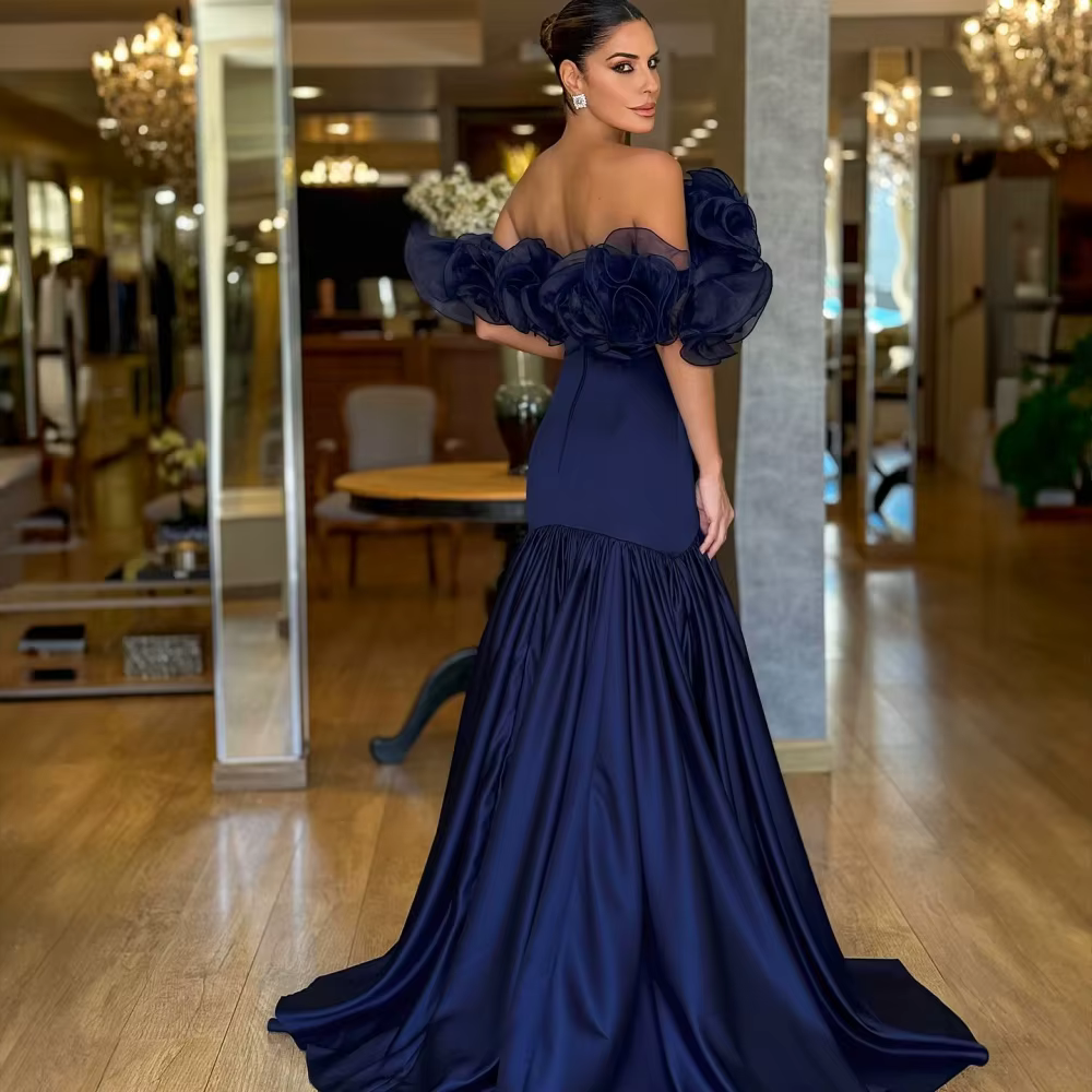 Elegant Floor-Length Backless Chiffon One Shoulder Flower Prom Dresses - Image 3