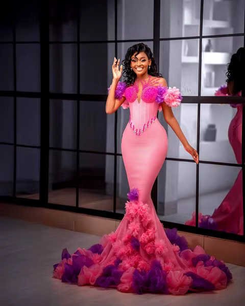 Elegant Floral Bloom Beaded Mermaid Floor-length Evening Party Maxi Dress