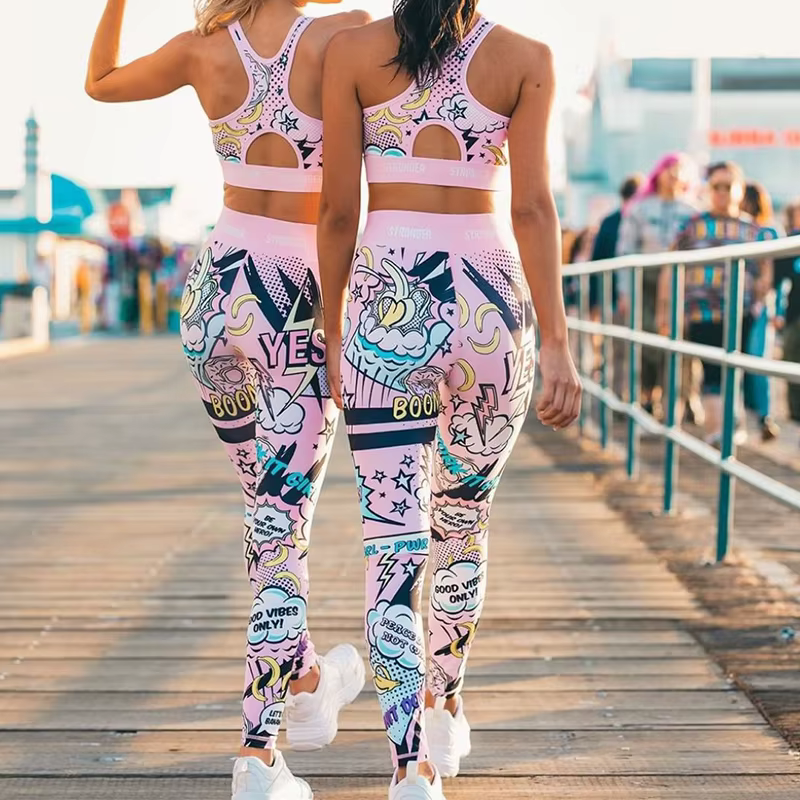 Elegant Graffiti Sportswear Yoga Set Workout Tracksuit