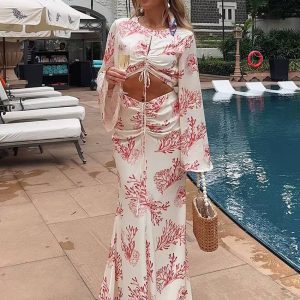 Elegant Hollow Out Slim O-Neck Long Sleeve Bodycon Maxi Dress