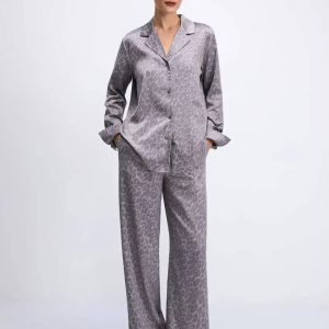 Casual Loose Long Sleeve Shirt With High Waist Wide Pants 2 Pieces Set