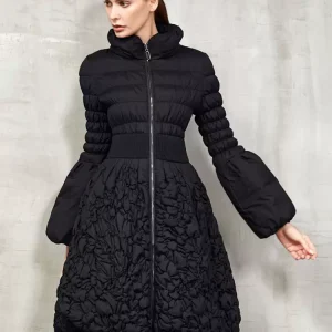 Elegant Medium Stand Collar Duck Down Solid Color Jacket