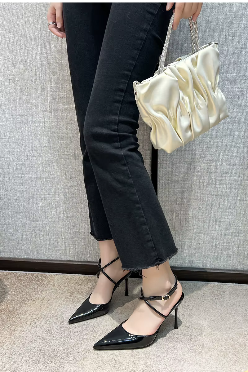 Elegant Patent Leather Pointed Toe Thin High Heels - Image 2