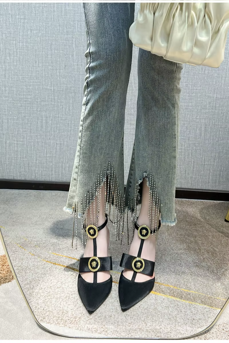 Elegant Solid Pointed Toe Shallow Bowknot Heeled High Heels