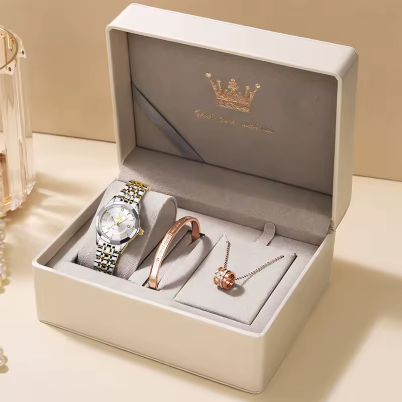 Elegant Luminous Quartz Watch for Necklace Bracelet Gift Box Set