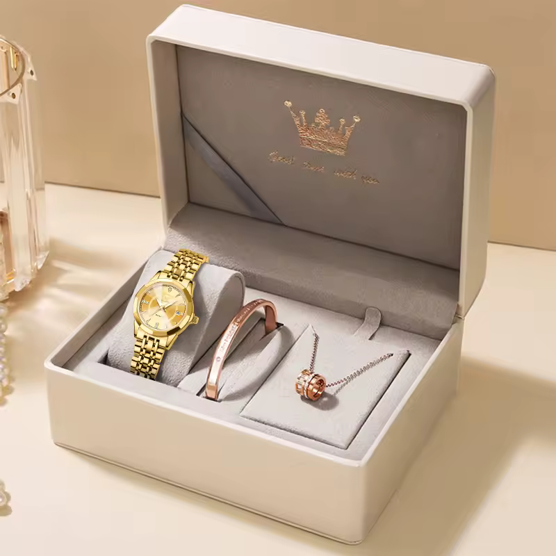 Elegant Luminous Quartz Watch for Necklace Bracelet Gift Box Set - Image 4