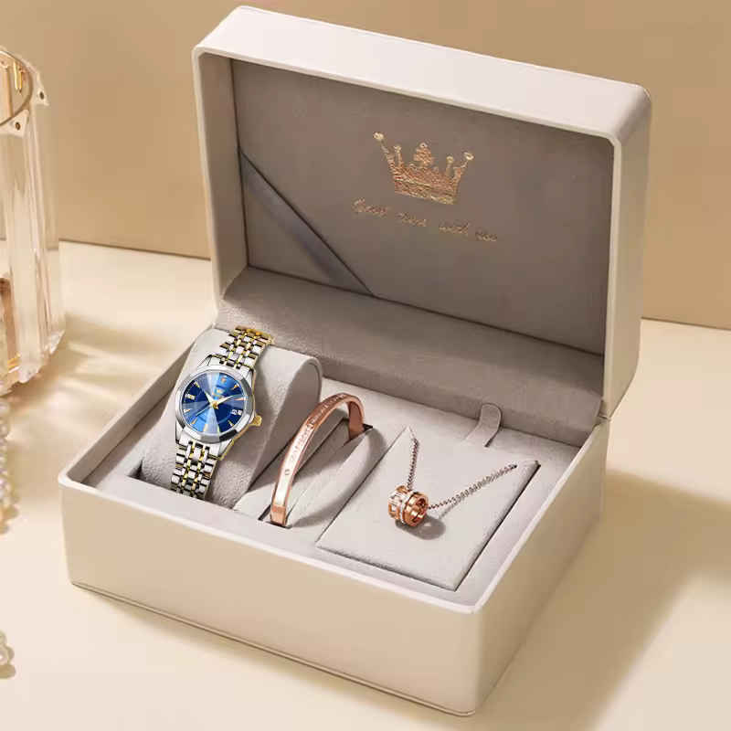 Elegant Luminous Quartz Watch for Necklace Bracelet Gift Box Set - Image 2