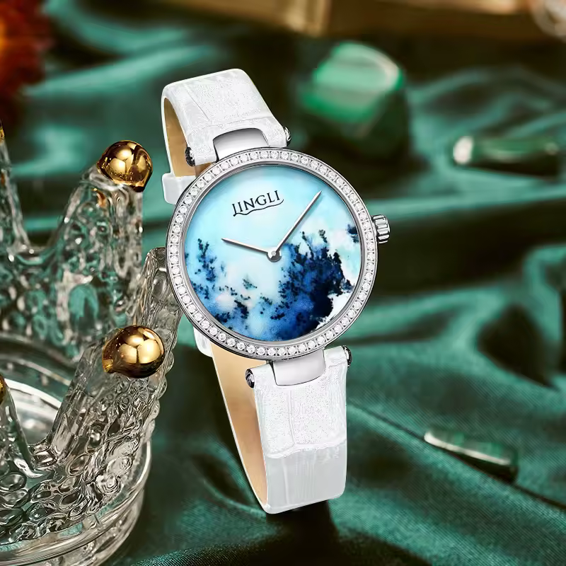 Elegant Simple Waterproof Leather Bracelet Buckle Dial Wristwatch