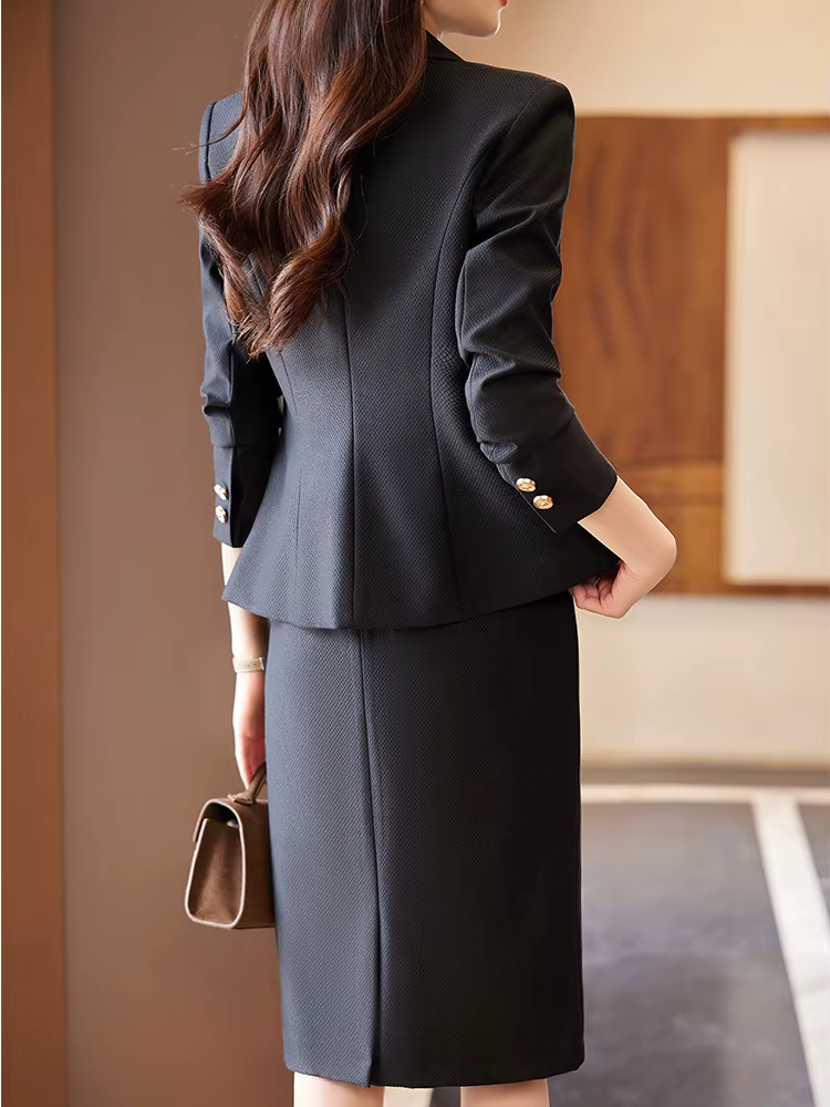 Formal High Quality Business Work Blazer And Skirt Two Piece Set - Image 4