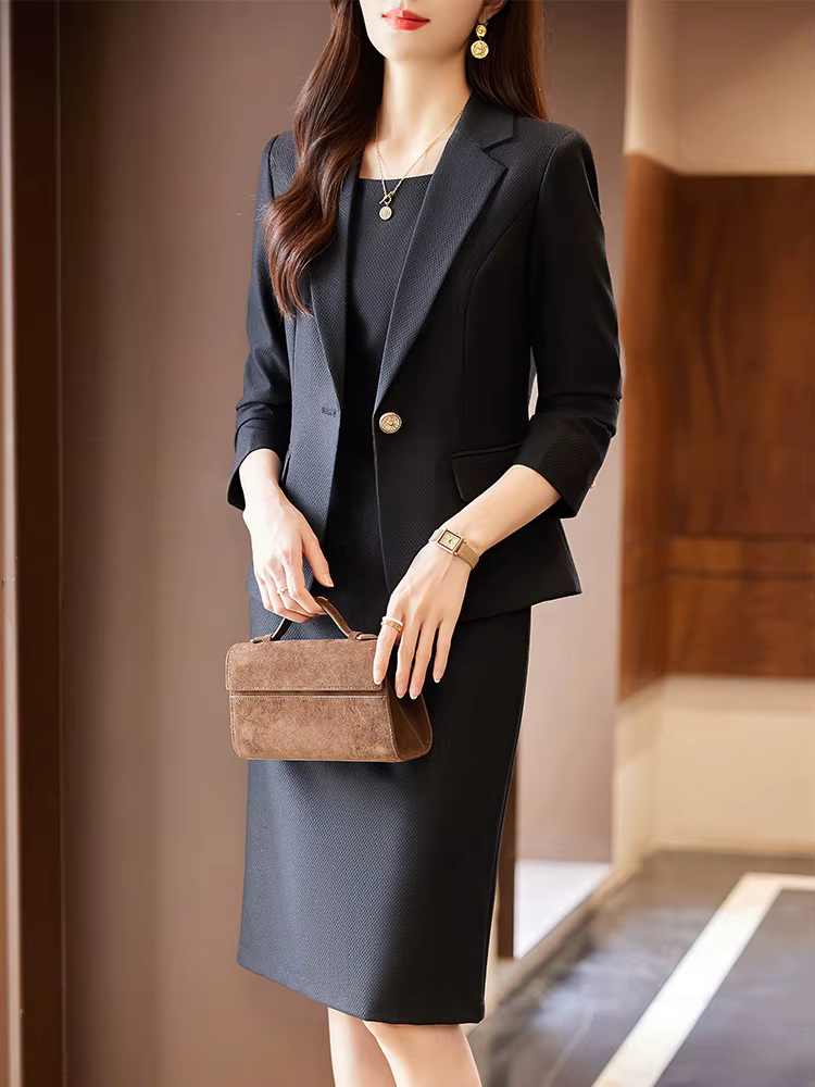 Formal High Quality Business Work Blazer And Skirt Two Piece Set