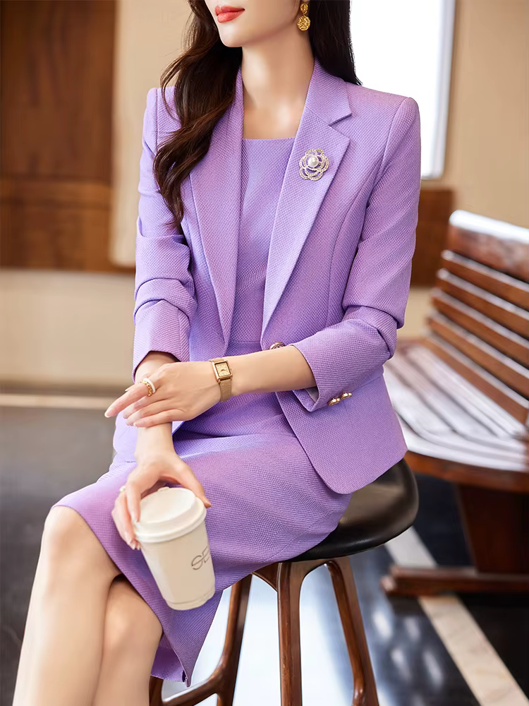 Formal High Quality Business Work Blazer And Skirt Two Piece Set - Image 10