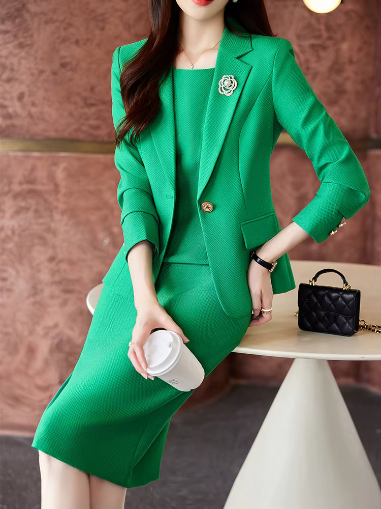 Formal High Quality Business Work Blazer And Skirt Two Piece Set - Image 5