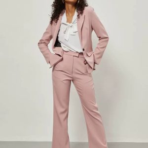 Formal Long Sleeve Single Button Loose Blazer And Pants 2 Pieces Suit