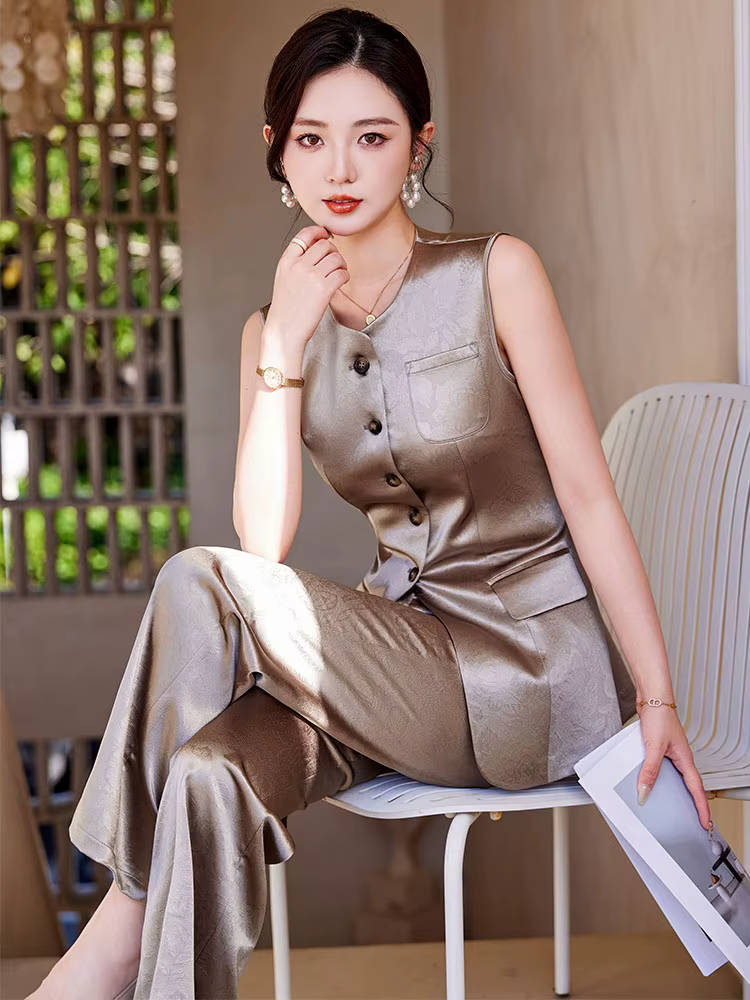 Formal Single Breasted Business Work Blazers And Ankle-Length Pant 2 Piece Set - Image 11