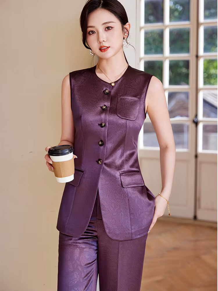 Formal Single Breasted Business Work Blazers And Ankle-Length Pant 2 Piece Set - Image 4