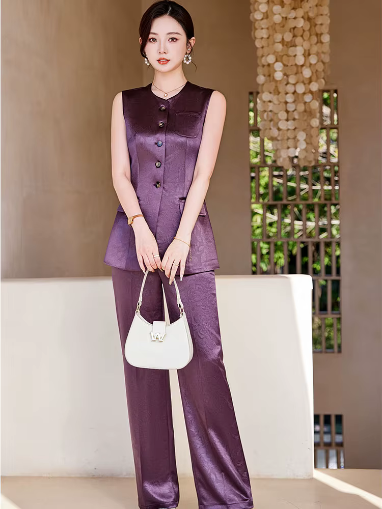 Formal Single Breasted Business Work Blazers And Ankle-Length Pant 2 Piece Set - Image 2