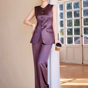 Formal Single Breasted Business Work Blazers And Ankle-Length Pant 2 Piece Set