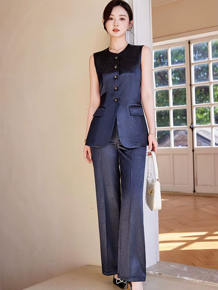 Formal Single Breasted Business Work Blazers And Ankle-Length Pant 2 Piece Set - Image 5