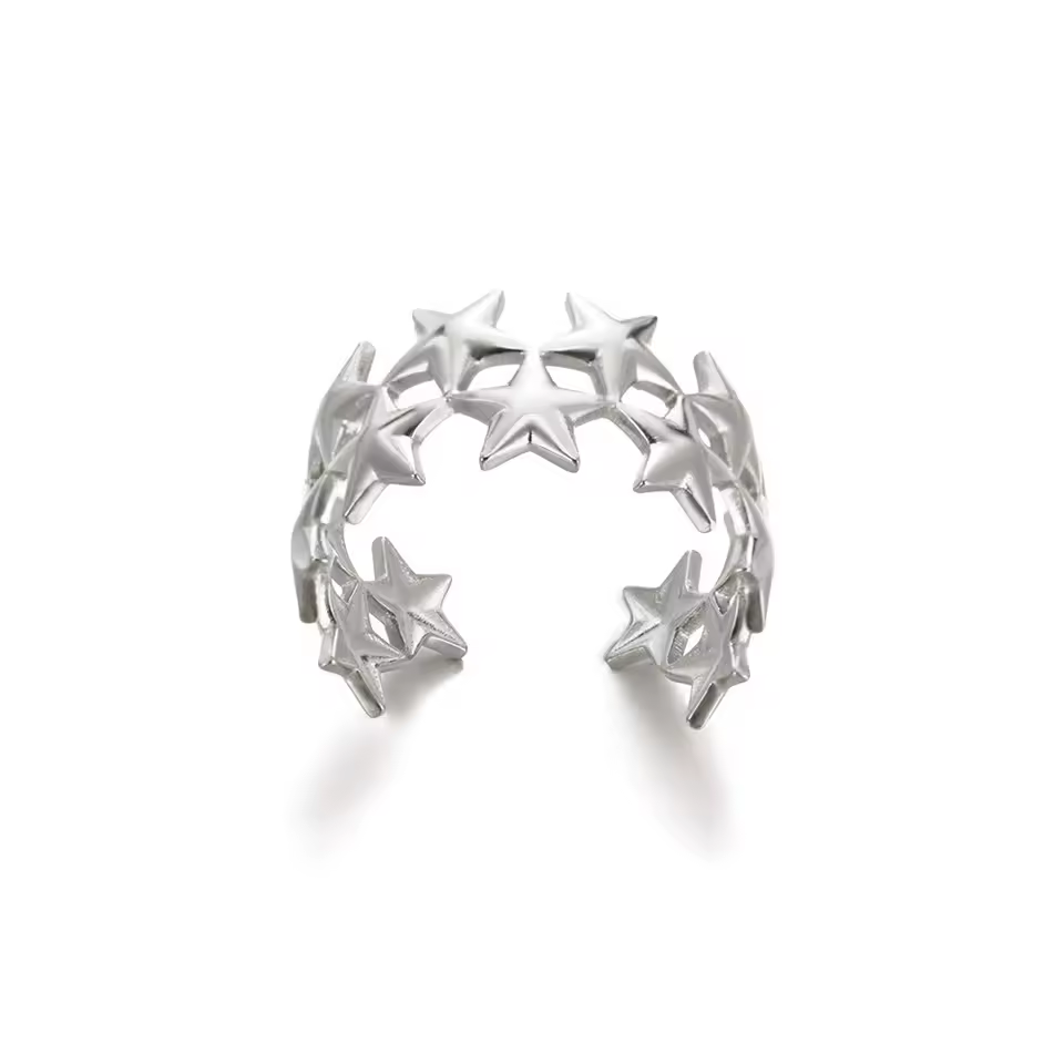 Geometric Stainless Steel Metal Wedding Christmas Star Ring