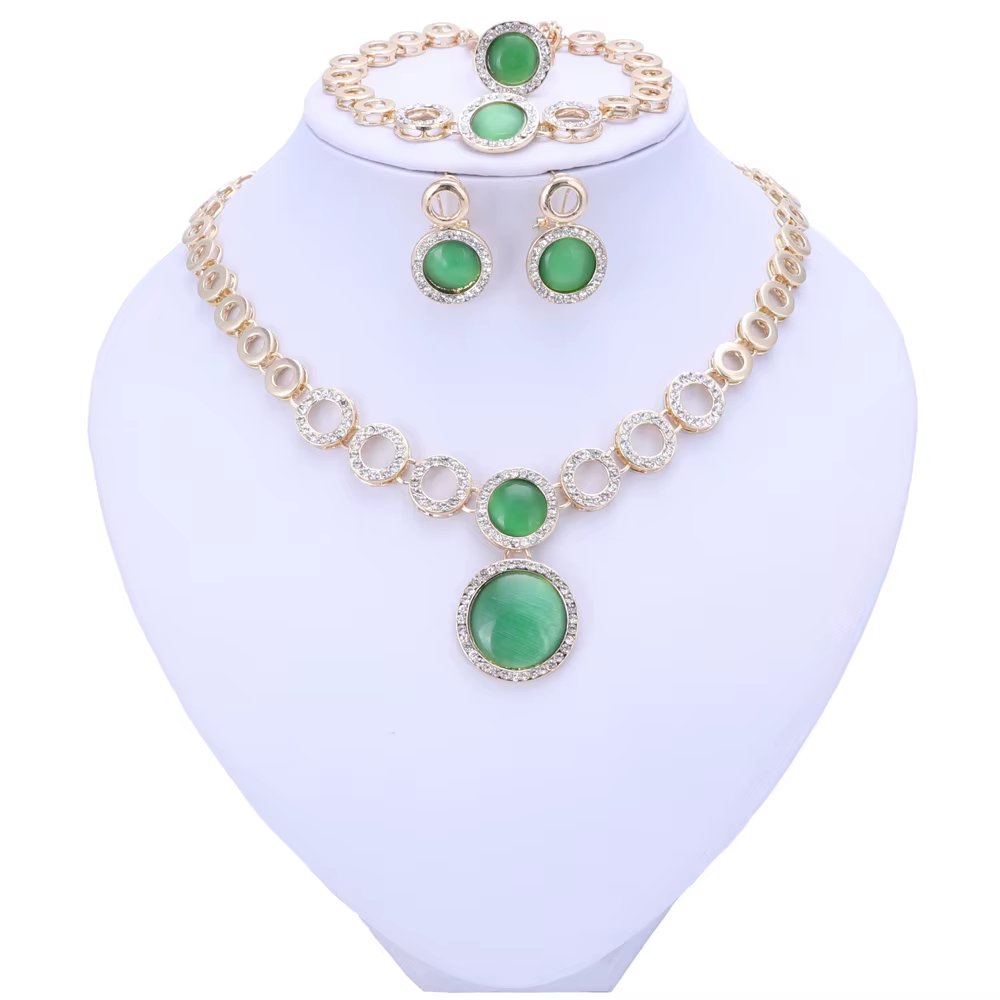 Glamour Crystal Jewelry Necklace Earrings Bracelet Ring Wedding Dress Set - Image 4