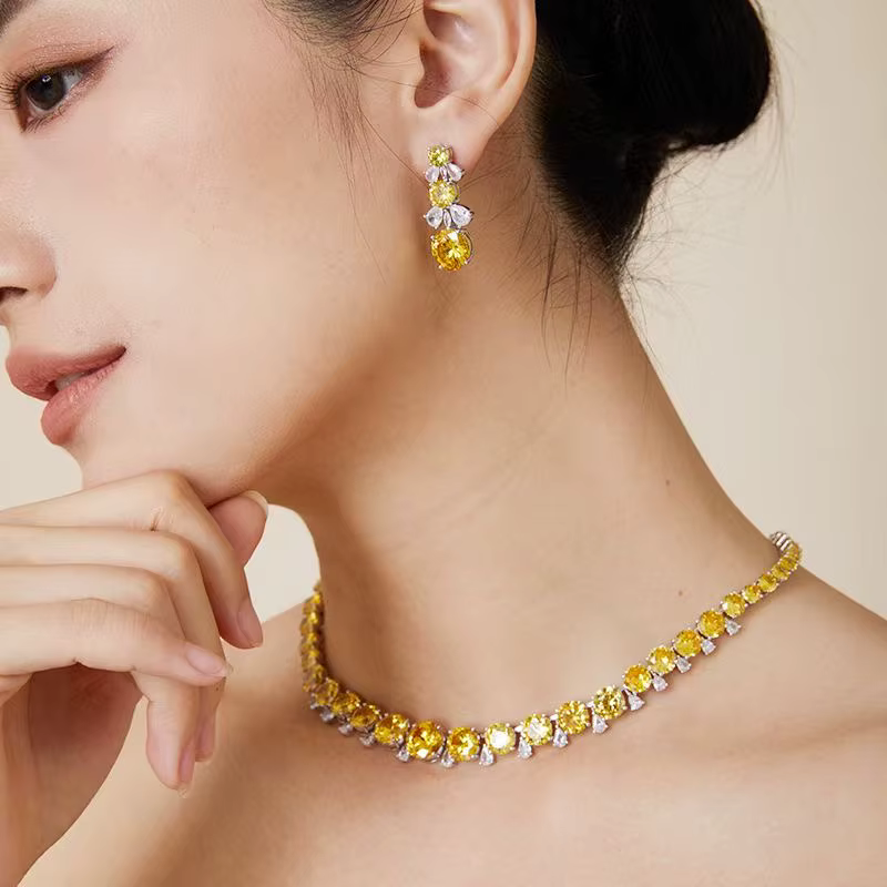 Gorgeous Round Cubic Zircon Dinner Party Jewelry Sets