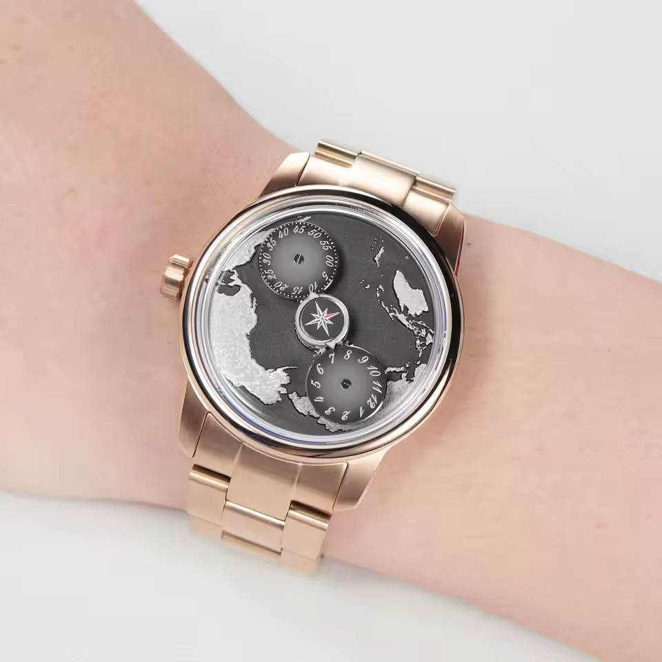 Luxury Earth Blue Dial Automatic Creative Luminous Business Mens Watches