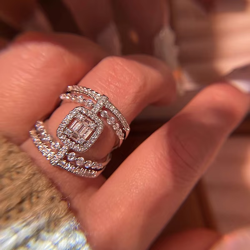 Luxury Geometric Brass Cocktail Gorgeous Wide Ring - Image 3