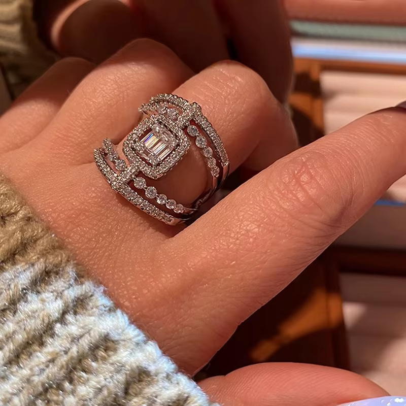 Luxury Geometric Brass Cocktail Gorgeous Wide Ring - Image 4