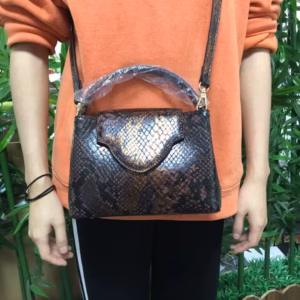 Luxury Ostrich Leather Pouch Snake Tote Versatile Handbag