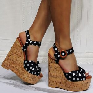 Luxury Polka Dots Platform Wedge Sandals