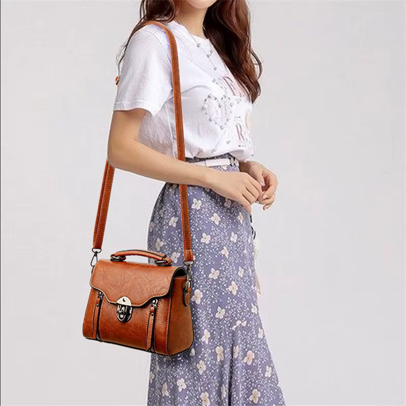 Luxury Small Square High Quality PU Leather Flap Crossbody Shoulder Bag - Image 3