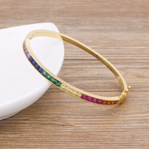 Luxury Top Quality Copper Zirconia Party Wedding Cuff Bangle