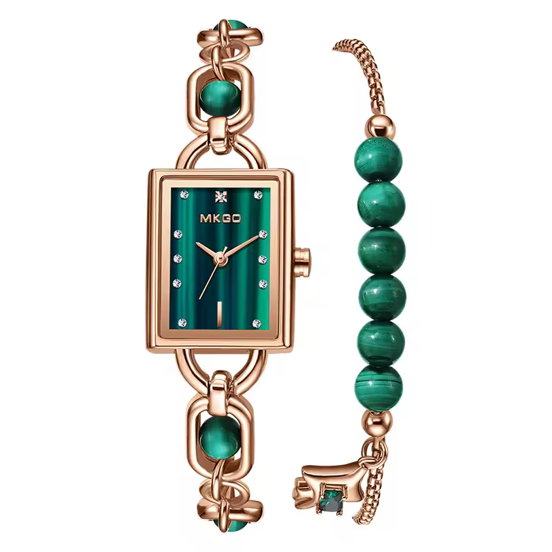 Luxury Waterproof Exquisite Emerald Crystal Bracelet Wristwatch - Image 3