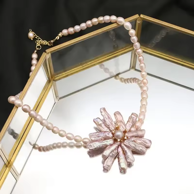 Natural Baroque Fresh Water Pearl Zircon Necklace