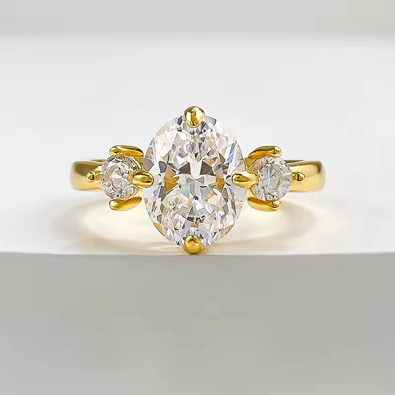 Oval Cut Moissanite Engagement Sterling Silver Diamond Wedding Ring