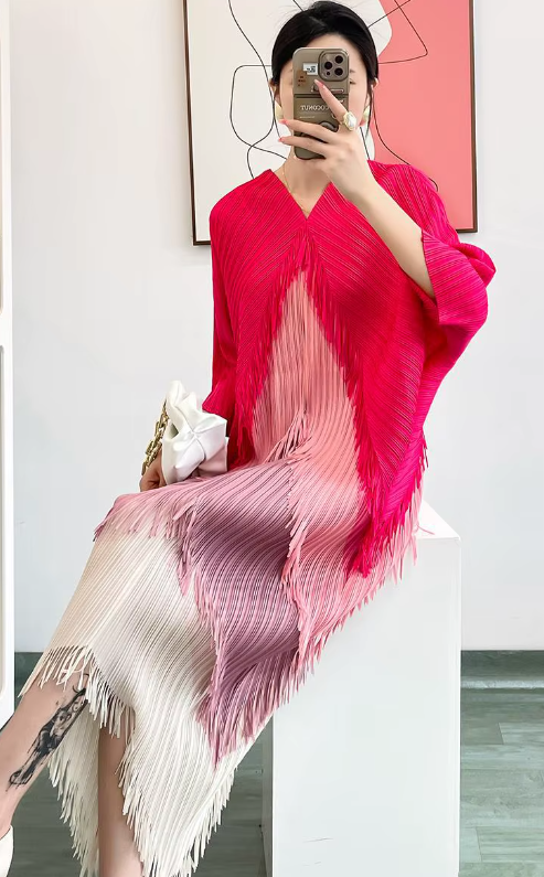 Pleated Tassel Slim Wrapped Hip One Step Gradual Dress - Image 25