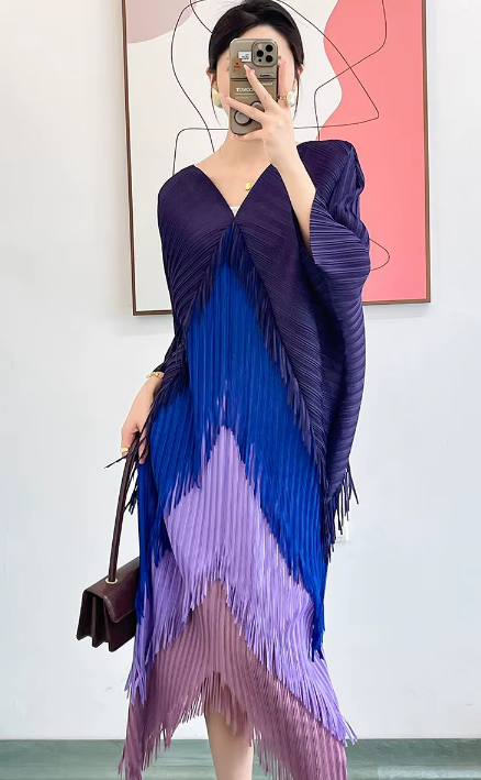 Pleated Tassel Slim Wrapped Hip One Step Gradual Dress - Image 6
