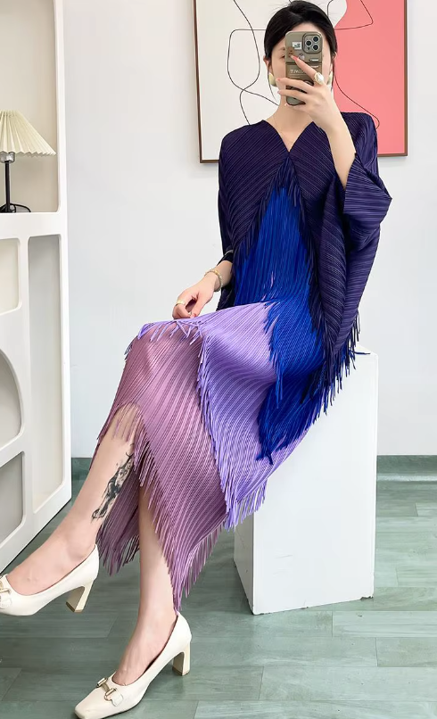 Pleated Tassel Slim Wrapped Hip One Step Gradual Dress - Image 7