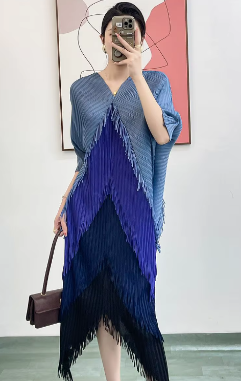 Pleated Tassel Slim Wrapped Hip One Step Gradual Dress - Image 8