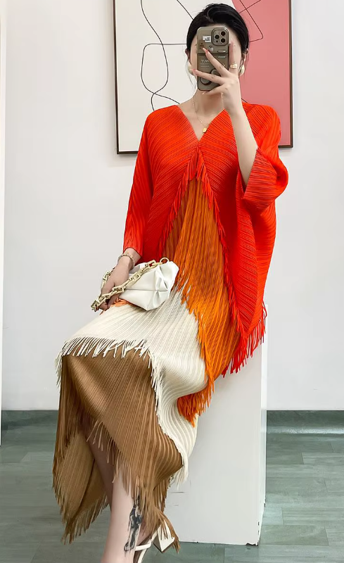 Pleated Tassel Slim Wrapped Hip One Step Gradual Dress - Image 12