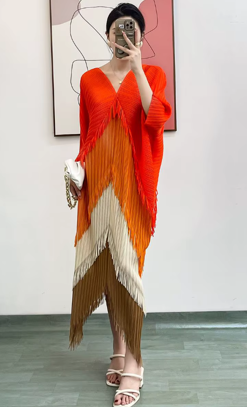 Pleated Tassel Slim Wrapped Hip One Step Gradual Dress - Image 13