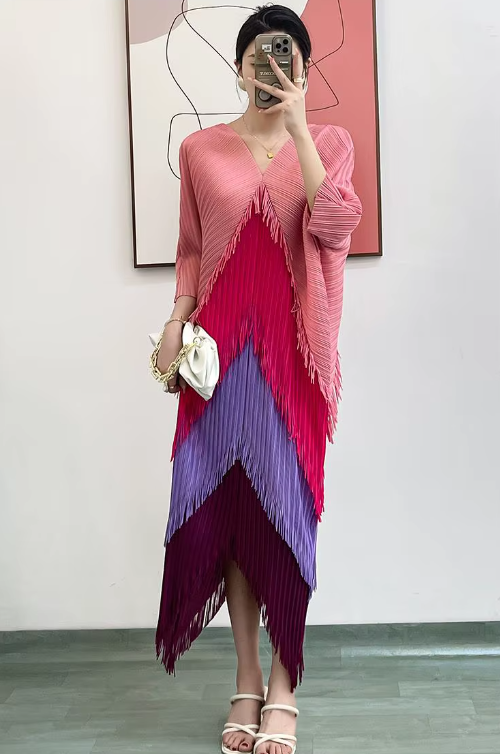 Pleated Tassel Slim Wrapped Hip One Step Gradual Dress - Image 16