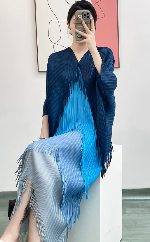 Pleated Tassel Slim Wrapped Hip One Step Gradual Dress - Image 20