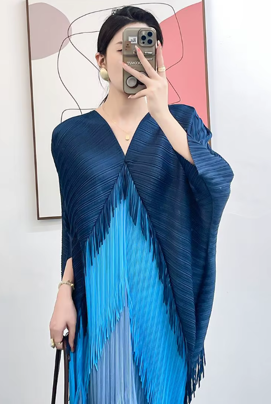 Pleated Tassel Slim Wrapped Hip One Step Gradual Dress - Image 22