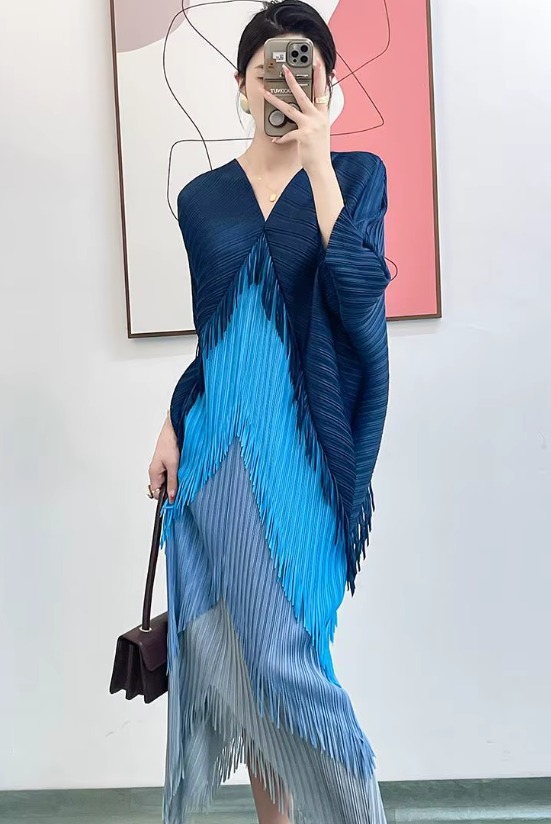 Pleated Tassel Slim Wrapped Hip One Step Gradual Dress - Image 21
